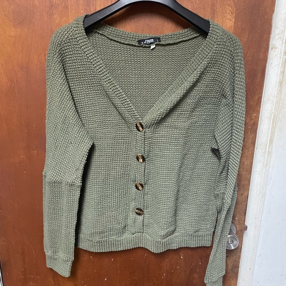 Green Waffle Cardigan - Picture 1 of 2